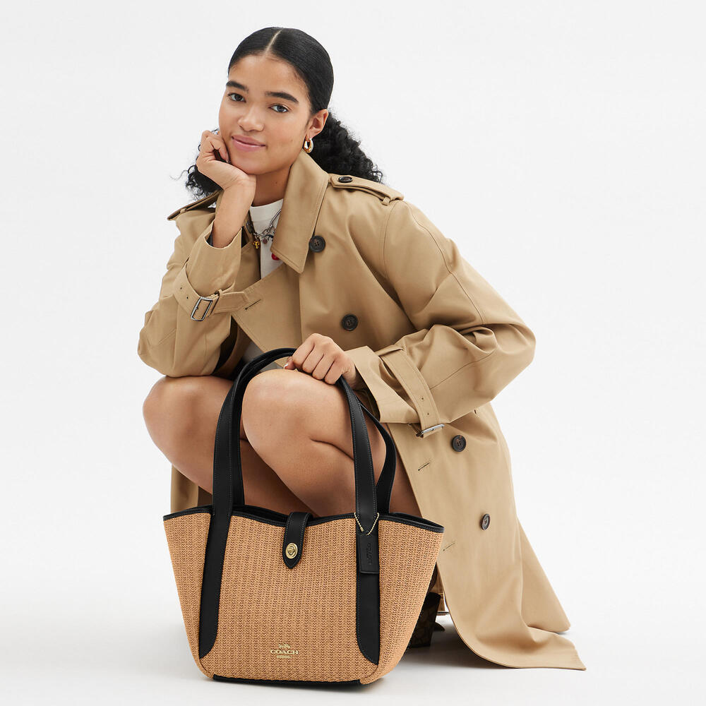 Coach Straw Hadley Turnlock Tote Bag - Picture 7 of 10